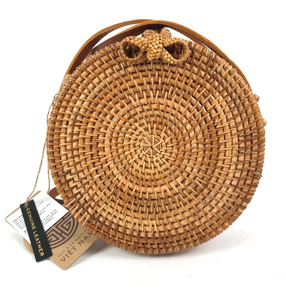 Bags Handwoven Round Rattan Shoulder Bag Poshmark